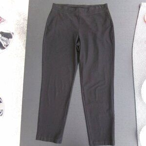 Eileen Fisher Jet Black Pull On Relaxed Straight Leg Stretchy Pants SP MP S / M